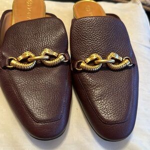Burgundy Tory Burch mules
